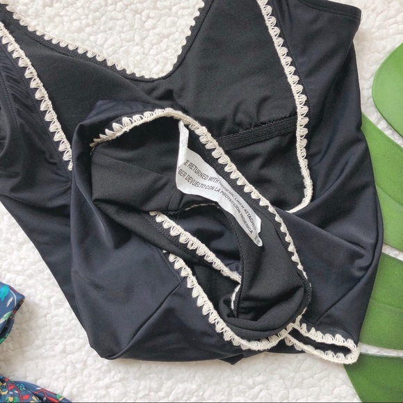 Black One Piece Swimsuit with Crochet Trim - Picture 6 of 6